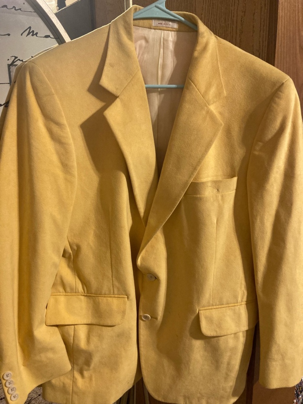 Ultra suede  Men's Yellow Blazer Jacket - Vintage, Made in USA